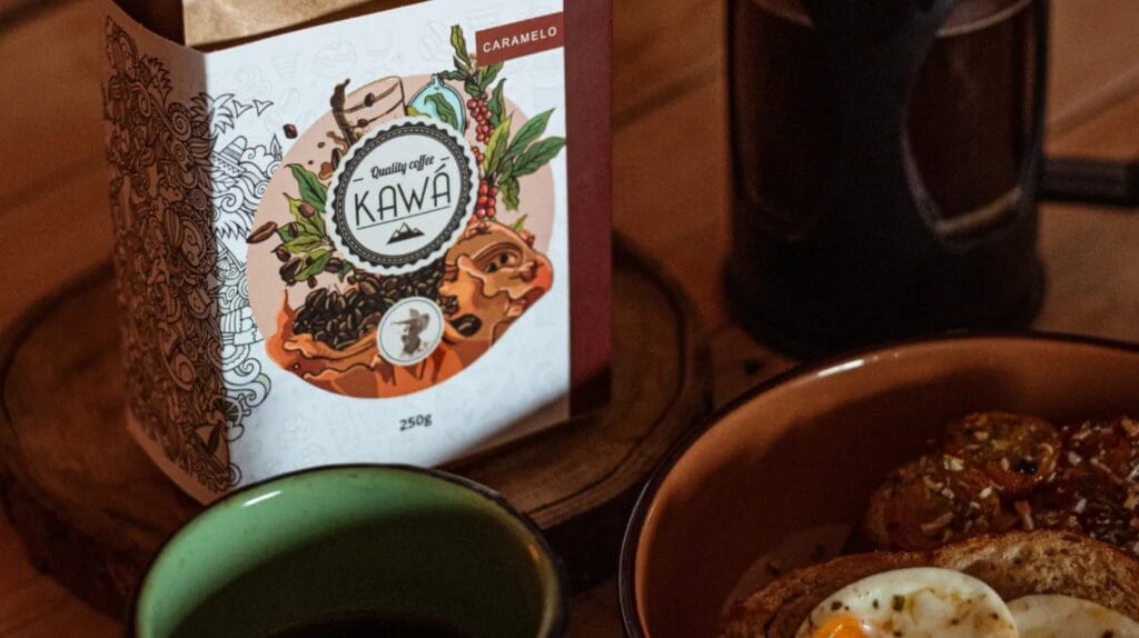 Caixa de assinatura de café recém-aberta com os pacotes à mostra